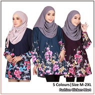 FC Mart - Women Floral Blouse / Blause Muslimah Labuh Zip Depan / Zip Long Sleeves Top / Baju Perempuan Lengan Panjang