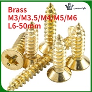 [QueenStyle][QueenStyle]H68 Brass Cross Countersunk Head Self-Tapping Screws Pure Copper Wood Screws