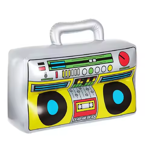 80s 90s Retro Inflatable Radio Boombox Mobile Phone 16 inch Gold Chains Props Big Inflatable Boom an