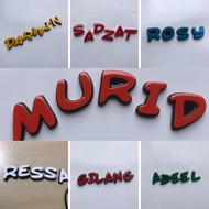 VARIATION OF 3 DIMENSIONAL RAISED LETTER EMBLEMS NAME RING/S SEPARATE LETTER WORDS FRAME/S