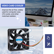 60Mm 6Cm DC 12V 3 Pin Computer Case CPU Cooler Cooling Fan Black 2 Pcs