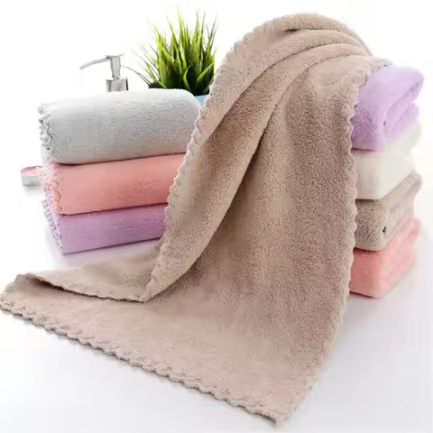 3PCS Microfiber Coral Velvet Face Towel Absorbent Cleaning Towel Soft Comfortable Breathable Shower