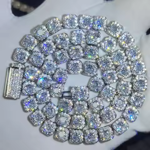 HHIOK Clustered Diamond Tennis Chain Miami Tennis Link Bracelet for Women 7MM Iced Out CZ Cuban Neck