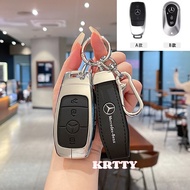 Zinc Alloy+Leather Car Smart Remote Key Case Cover Shell Keychain For Mercedes Benz C S A E S G Clas