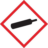 Accuform LZH625EV2 GHS Pictogram Label, GAS CYLINDER", Adhesive-Poly, 4" Length x 4" Width, Red/Blac