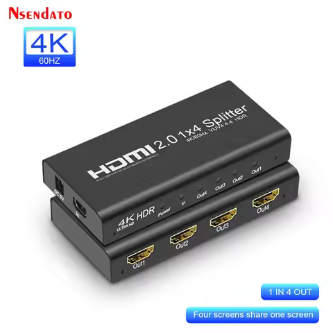 1X4 1x2 HDMI Splitter 4K 60Hz 1 In 4 Out HDMI 2.0 Distributor Splitter 1080P 60hz Display For Amplif