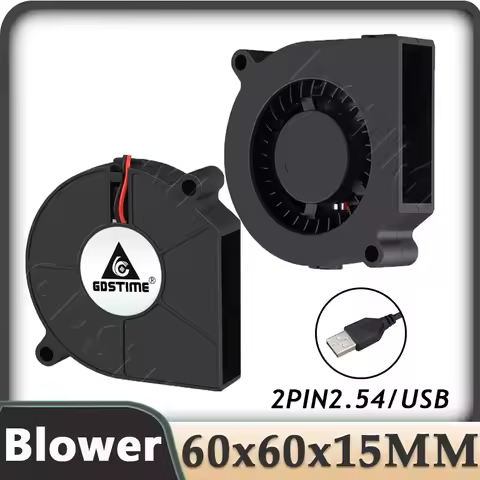 Gdstime 6015 USB Blower Fan DC 24V12V 5V Brushless Cooling Fan 60mm 2Pin USB Turbo Blower 60x60x15mm