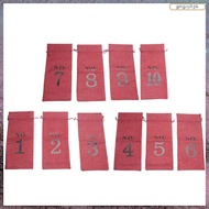 [L E U R] 1 to 10 Burlap Wine Bags Blind Wine Tasting,Wine Bags Wedding Table Numbers,Wine Tasting B