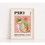 Pho Noodle Art, Vietnam Cuisine, Vietnamese Cuisine,Food Canvas prints Poster Wall Pictures for Home