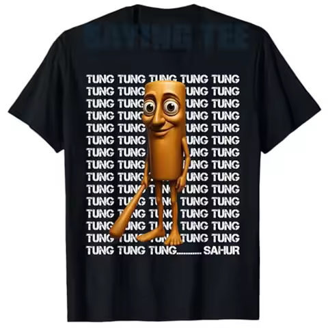 Tung Tung Tung Sahur Funny Italian Brainrot Meme Boys Kids T-Shirt Humor AI Y2k Design Graphic Outfi
