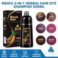 MEIDU 3-in-1 Herbal Hair Dye Shampoo 500ml - Nourishing | Growth Promoting | Long-Lasting Colour | Gray hair coverage