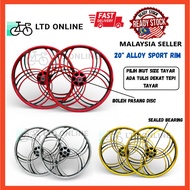 20" Alloy Sport Rim 3 Batang Silang BMX Sport Rim Basikal Bicycle Sport Rim (Sepasang)