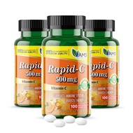 America Medic & Science Rapid-C 500mg Vitamin C Supplement (3 Pack of 100 Tablets) Energy Booster, D