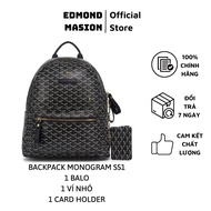Balo EDMOND MASION MONOGRAM SS1 đen tặng ví nhỏ và cardholder size M/L balo cặp túi EDM