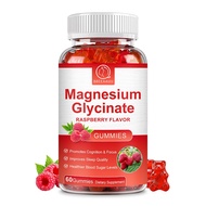 BBEEAAUU Magnesium Glycinate 500mg Gummies Suplemen Rasa Raspberry untuk Mendukung Tidur Kesehatan J