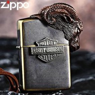【官方】Zippo打火機 Zippo煤油打火機防風正版哈雷貼章領頭羊個性收藏男高檔送禮