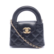 【二手】香奈兒絎縫單肩包，黑色羊皮，迷你購物袋，女士，二手
