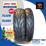 R17 SET Tl126/001 EPIC STREET TUBELESS TIRE FOR Sniper, Gixxer150, Fzi, Fz16 - 140X60 /100X80 /90X8