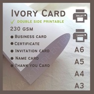 50/ 100 / 200 PCS A4 A3 A5 A6 A7 SIZE IVORY CARD WHITE 230 GSM/ WHITE CARD/ KAD PUTIH/ PUTIH PRINTIN