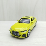 Box Boxed~1: 42~BMW BMW i4 M50 Fluorescent Yellow Alloy Model Car Toy Pull Back