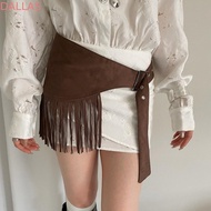 DALLAS Tassel Waist Belt, Solid Color Fringe Mini Skirts, Fashion Cowboy Style Short Korean Style Tr