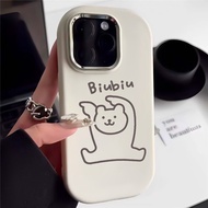 Cute Little Bear biubiu~ Casing iPhone 16 15 14 13 12 11 Pro Max X Xr Xs Max 7 8 Plus Phone Case Sof