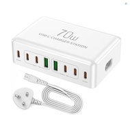 70W 8 Ports USB Type-C Charger Quick Charge Desktop Charging Station For Smart Phone Headphone Watch