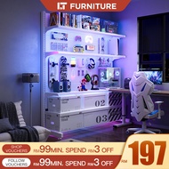 Standing Pegboard White Gaming Room Decor Gaming Room Setup Accessories Adjustable Book Shelf Rak Bu