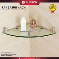SUBRON Rak Tempat Sabun Kaca Tebal 1 Susun Sudut Shampo Kamar Mandi Wadah Simpan