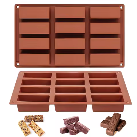 12 Cavity Silicone Cake Mold Rectangle Sugarcraft Mold Shape Silicone Bakeware Chocolate Candy Prote