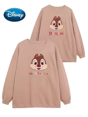 Disney Chip 'n' Dale Disneyworld Letter Embroidery Cartoon Sweatshirt Disneyland Women Long Sleeve J
