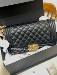Brand new Boy Chanel 黑金荔枝皮