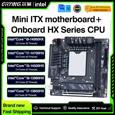 ERYING Mini ITX Interposer Kit 14900HX/14700HX/14500HX/13980HX/13850HX Motherboards CPU Combo LGA170