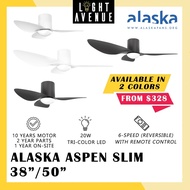 ALASKA Aspen Slim 38"50" 3 Blade DC Ceiling Fan with LED Light & Remote Control