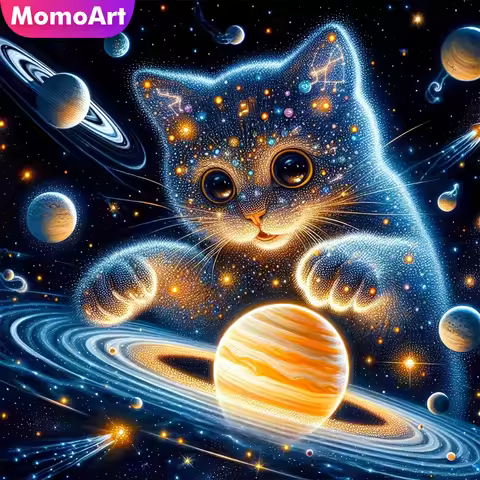 Momoart DIY Cat Diamond Embroidery Animal Painting Planet Suitable for Beginners Diamond Mosaic Pict