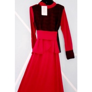 MERAH RED BRUCADE MAXI DRESS