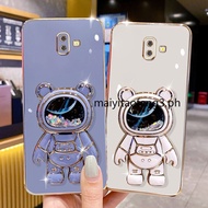 6D phone case Samsung Galaxy J6 Plus J6+ J7 2017 J7 Pro J7 Prime J730 heaving sand Space Bear Bracket Plating Phone Shockproof Silicone Cover Case