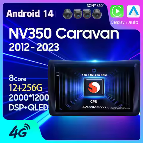 Android 14 Carplay Auto For Nissan NV350 Caravan 2012 2013 - 2023 Car Radio Navigation Head Unit BT 