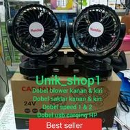 Kipas angin mobil 24 volt truk dan bis dengan usb carger