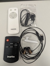 東芝 Toshiba Fan 電風扇 （唔包電芯）+ 依馬 Imarflex Fan 電風扇（包電芯）+  遙控器及配件 Remote control + Bluetooth 藍牙 藍芽 耳筒 耳筒 