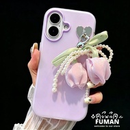 Sweet 3D Pearl Tulip 2 in1 Phone Case For Realme C63 C61 india C55 C53 C51 C51S C35 C33 C33S C31 C30