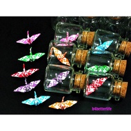20pcs 瓶中鶴 1-inch Hand-folded Paper Crane In Clear Glass Mini Bottle With Cork. (MD paper series). #C