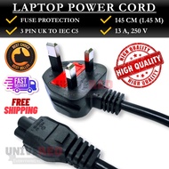 [UK PLUG] High Quality 3 PIN UK TO IEC C5 Laptop (Notebook) Power Cord (Cable) with Fuse Protection,