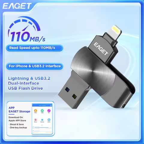 Eaget for iPhone USB Flash Drive MFi Lighting to USB 3.2 Pendrive 64GB 128GB 256GB 512GB 1TB for iPh