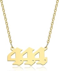 Angel Number Necklace For Women Gold Plated Choker Necklaces Dainty Number Pendant Necklace for Teen