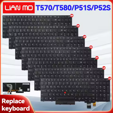 suitable for Lenovo Thinkpad T570 T580 P51S P52S US UK German French Brazil Portugal Spain Notebook 
