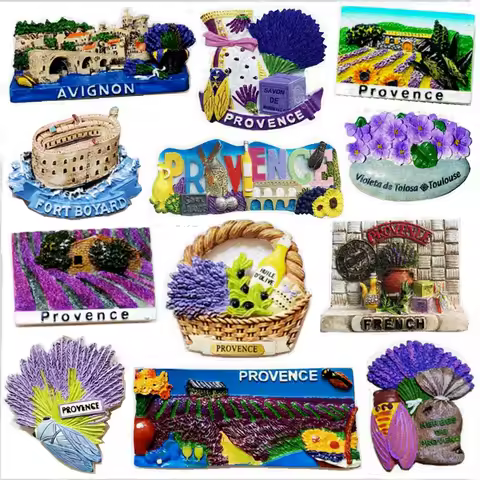 Handmade Painted France Provence Lavender 3D Fridge Magnets Tourism Souvenirs Refrigerator Magnetic 