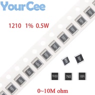50pcs 1210 SMD Resistor 1% 0.5W 0~10M 0 2 3.3 5.6 10 12 20 30 36 47 51 82 100 200 680 820 1K 2K 6.2K