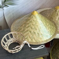 🔥Farmer Cap​ Garden hat​ Farmer's Bamboo Hat Green Leather Bamboo Hat Farmer Sanitation Outdoor Suns