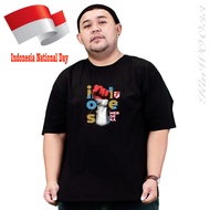 kaos pria 17 agustus baju jumbo hari kemerdekaan big size kaos unisex - hitam l